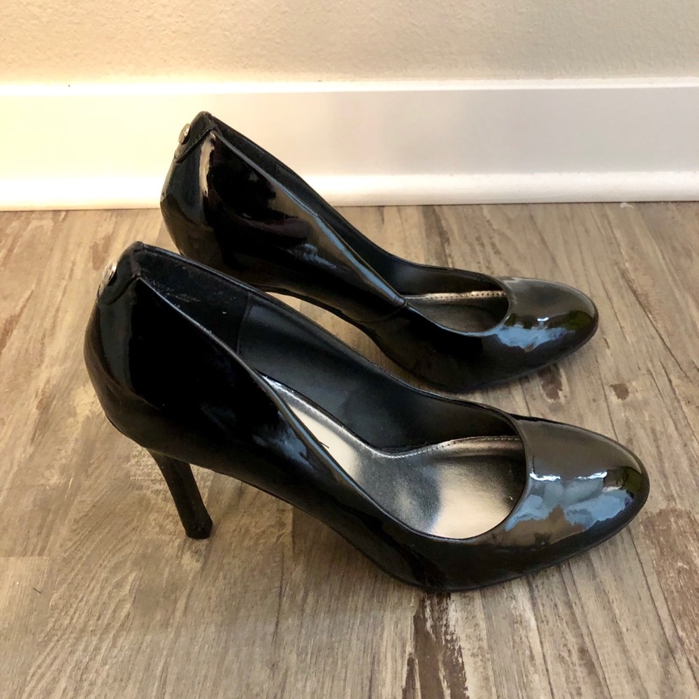 Black patent leather heels